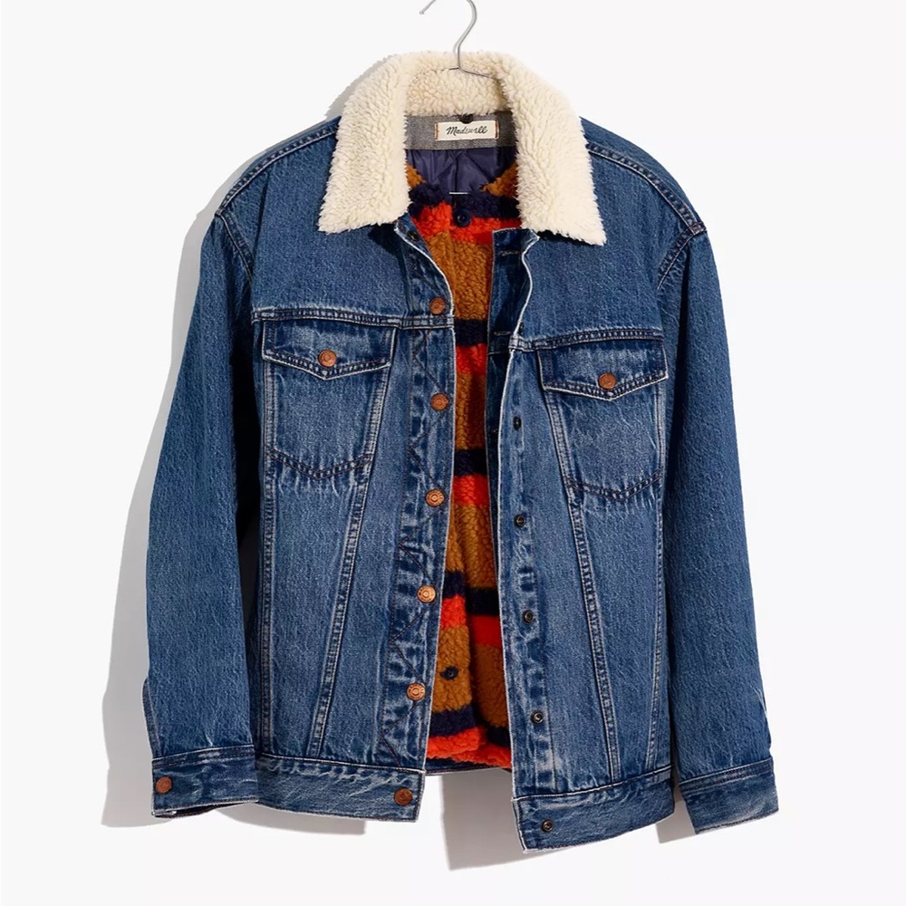 MADEWELL X KULE DENIM SHERPA LINED JACKET NWT SIZE L (RARE/HTF)